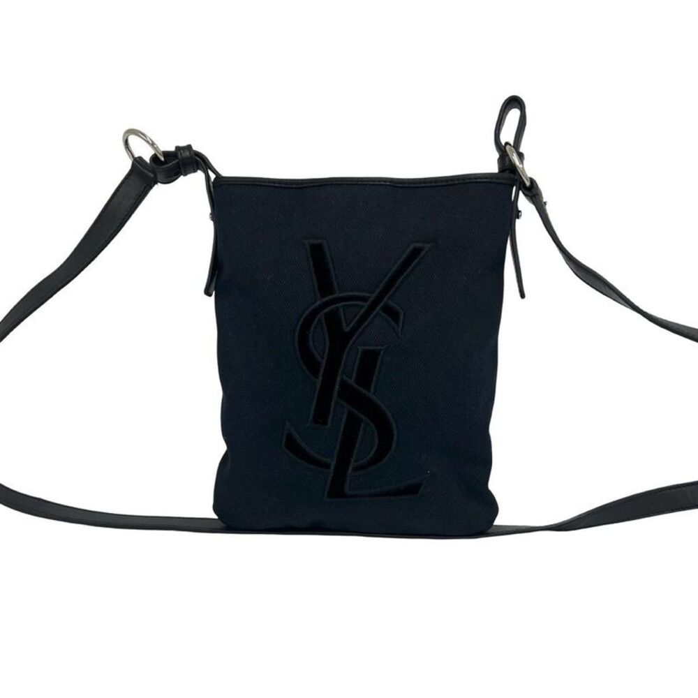 Yves Saint Laurent Logo Canvas Leather Shoulder Bag
